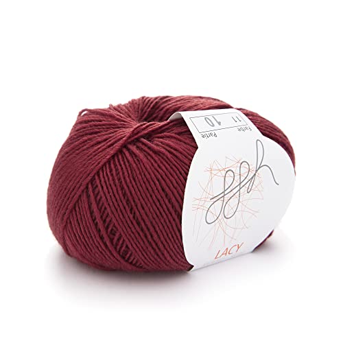 ggh Lacy - Laine mérinos avec soie - 25 g de laine pour tricot ou crochet - Fil de dentelle - Couleur 011 - Rouge cardinal ggh Lacy - Laine mérinos avec soie - 25 g de laine pour tricot ou crochet - Fil de dentelle - Couleur 011 - Rouge cardinal