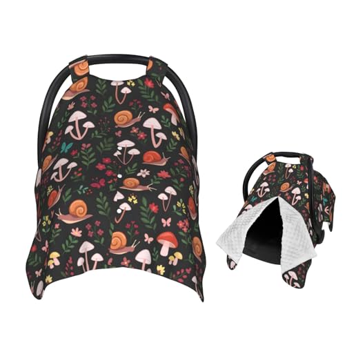 Image of Muishi Mushrooms Snails Butterflies Baby Car Seat Canopy Nursing Cover for Newborn Car Seat Breastfeeding Covers Blanket Newborn Shower Gift