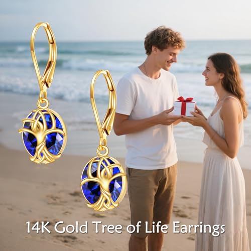 DOVRAN 14K Solid Gold Leverback Earrings for Women Real Yellow Gold Filigree Dangle Earrings Trendy Jewelry Birthday Mother's Day Gifts for Wife Mom 6