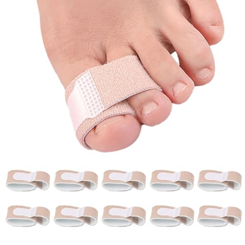 Hammer Toe Straightener Corrector (10Pack) Broken Toe Wraps with Soft Padded for Women & Men Pain Relief Big Toe Splint Protectors for Overlapping/Crooked/Curled Toes and Align Hallux Valgus
