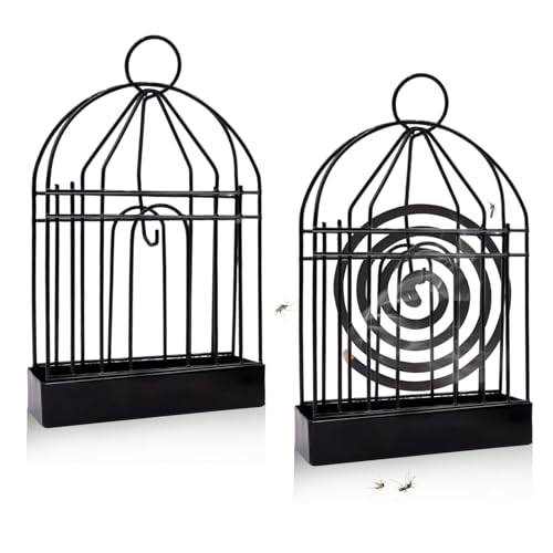 pangutheos Cage à Oiseaux Support Spirale Anti Moustique, 2 Pièces Porte Spirale Anti Moustique avec Anneau de Suspension, Support Bobine Anti Moustique Métal pour Maison Camping Jardin