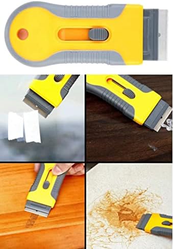 Scraper Tool Set with 10+10 Spare Replacement Metal and Plastic Blades, Hob Oven Glass Cooker Cleaning Tool Non Scratch Anti Slip for Removing Window Ceramic Glass Wallpaper Door Paint Label Sticker