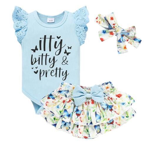 Image of ZOELNIC Newborn Baby Girl Clothes Infant Ruffles Romper Shorts Set Floral Summer Outfits Cute Baby Clothes Girl