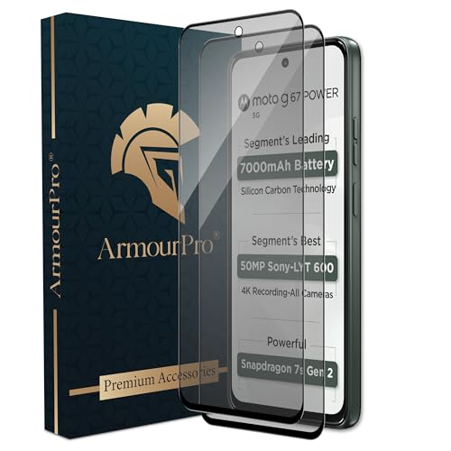 Image of ArmourPro Anti-Glare Matte Tempered Glass for Motorola G67 Power /Motorola G57 Power, Pack of 2, Anti Fingerprint Screen Protector, 9H Scratch Resistant, Smooth Touch, Full Edge to Edge Coverage