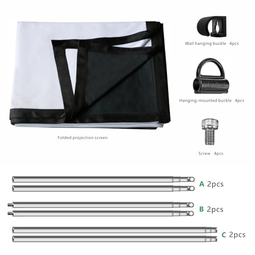 Écran de projection 100 pouces pliable 16:9 HD 4K argenté pour cinéma
