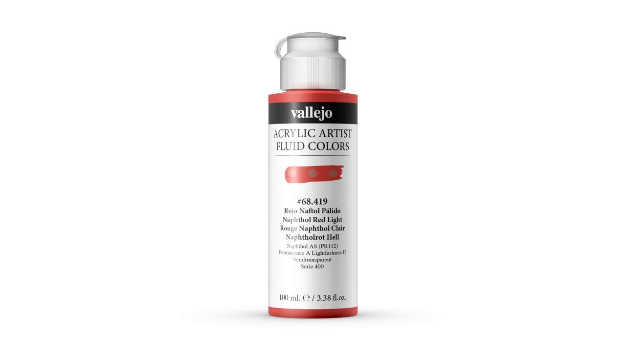Vallejo : Fluid Artist Acrylic Paint : 100ml : Naphthol Red Light