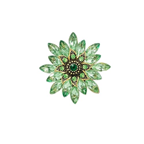 Image of Large Crystal Flower Brooch Pin for Women Red purple pink green Rhinestone Flower Lapel Pin Wedding Party Birthday Dance Banquet Dress Suit Ceremony Clothes Hat Bag Accessories Jewelry