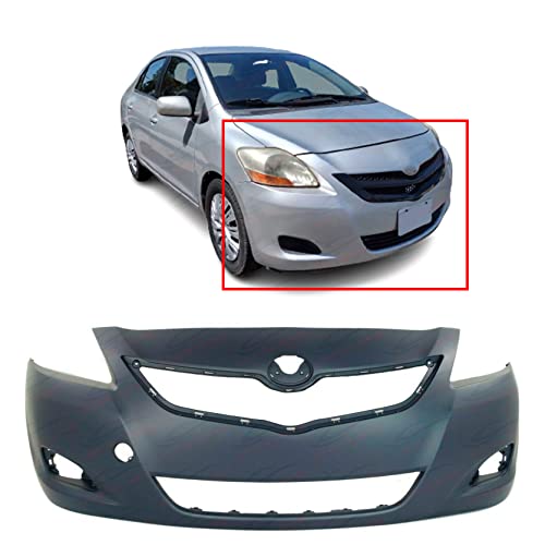 FitParts Compatible with Front Bumper Cover Fascia 2007-2012 Toyota Yaris Sedan. New Primed Without Sensor Holes, With Fog Light Holes. TO1000321 5211952934 2008 2009 2010 2011