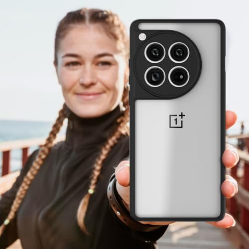 Image of KAPAVER Hybrid Clear Back Cover Case for OnePlus 12 | Protective Shockproof Cleare Hard PC Soft Flexible Black TPU Cover