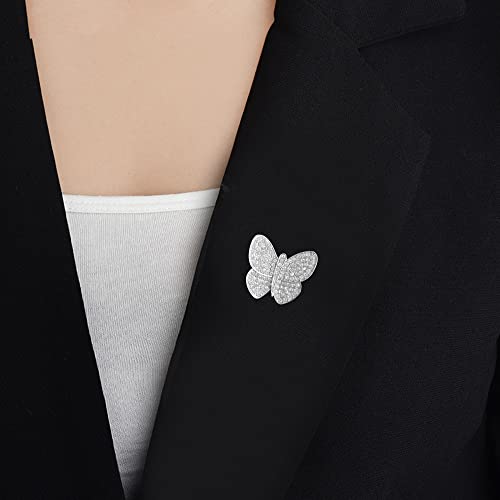 Image of GBAHFY Butterfly Pearl Brooch Gold Elegant Bridal Vintage Style Pins Wedding Banquet Anniversary Brooch for Women (K-Silver)