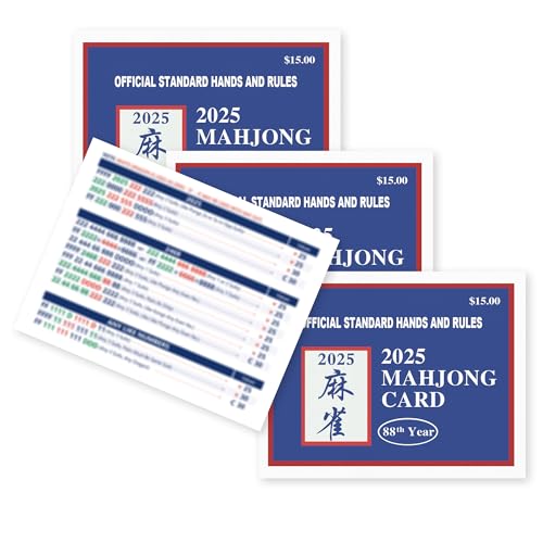PDUHKO 2025 Mahjong Card Official, Mahjong Cards Official Rules Version Large Print Style, 4-Piece Set (Blue)