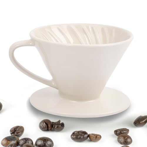 HNCY Kaffeefilter Porzellan Größe 2 Permanent Kaffeefilter Größe 2 Porzellan Kaffeefilter für 1-2 Tassen Kaffee Kaffee Filter Aufsatz für Zuhause Café Geschenk für Mama Papa Freunde (Weiß)