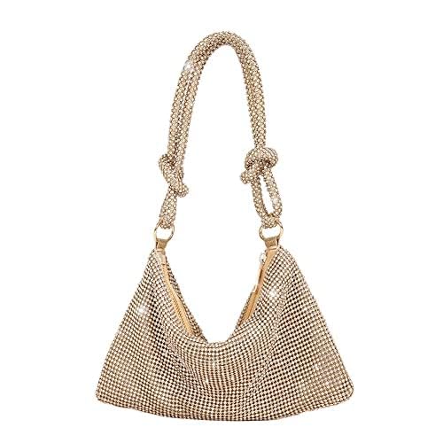 NOSKINRhinestone Purse for Women Chic Bling Evening Handbag Shiny Hobo Bag Sparkly Shoulder Bag for Party Wedding Dinner