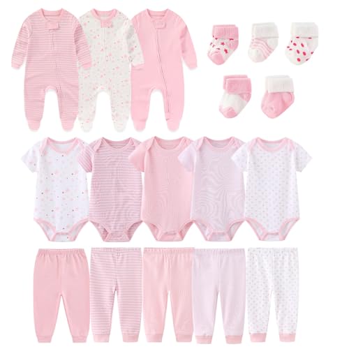 Image of falianni Baby Boy Girl 18 Pack Layette Set Cotton Infant Unisex Clothes and Accessories New born Essentials Clothing Sets