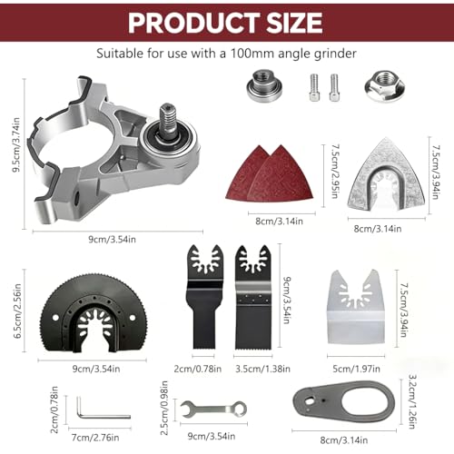 Image of Serplex Oscillating Multitool Blades Accessories Kits, Angle Grinder to Oscillating Tool Multi-Tool Conversion Attachment with Saw Blades Sanding Pads & Hardware, for Wood, PVC, Plastic, Polishing