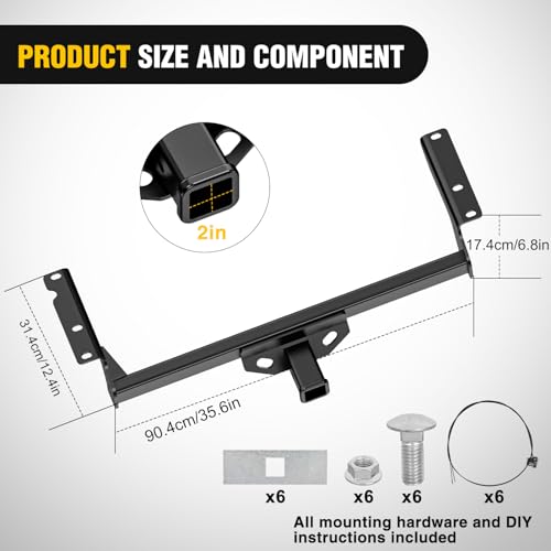 Image of Nilight Class 3 Trailer Hitch 2-Inch Heavy Duty Tow Hitch Receiver Fits 2020-2025 Ford Escape & Lincoln Corsair (Exc. PHEV) Compatible with Ball Mount Cargo Carrier Bike Rack Tow Hook