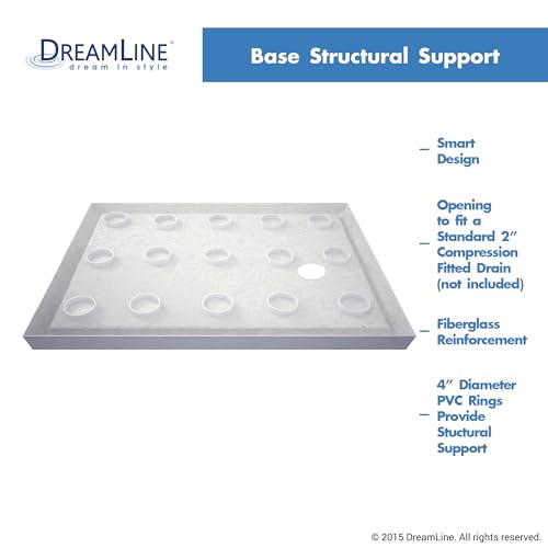 Image of DreamLine SlimLine 30 in. D x 60 in. W x 2 3 /4 in. H Right Drain Single Threshold Shower Base in White, DLT-1130602