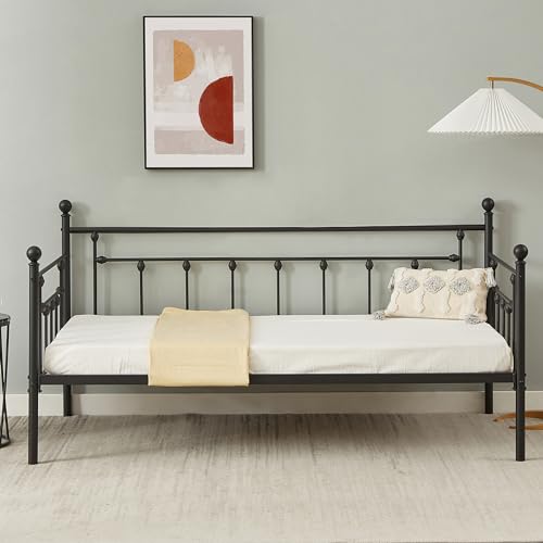 VECELO Twin Size Daybed Frame Platform Sofa Bed with Headboard