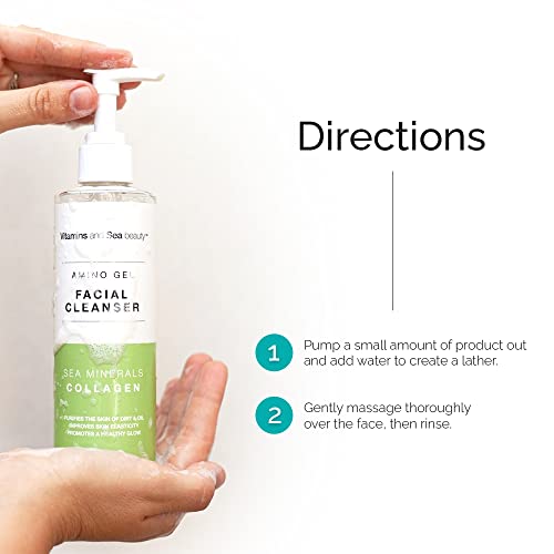 Vitamins And Sea Beauty, Amino Acid Gel Facial Cleanser, Gentle Purifying Pore Control Face Cleanser Wash With Sea Minerals And Collagen, 8 Fl Oz #TOP4