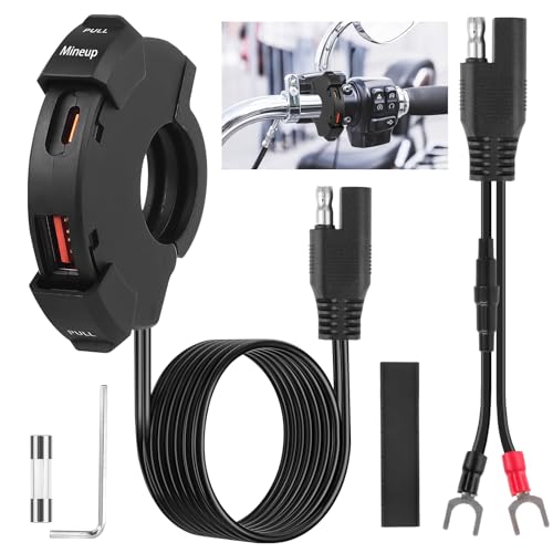 Mineup USB Steckdose Motorrad, 12V USB C Steckdose Motorrad Wasserdicht, 48W QC3.0 USB-A und PD Type-C, Wasserdicht Dual Ladebuchse Für Motorrad Wohnmobil KFZ Boot