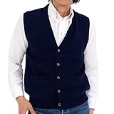 [ゴビ] カシミヤ１００％ メンズ ボタン ベスト カラー：ネイビー サイズ：Ｌサイズ ニット カシミヤベスト カシミヤ カシミア 紳士 男性