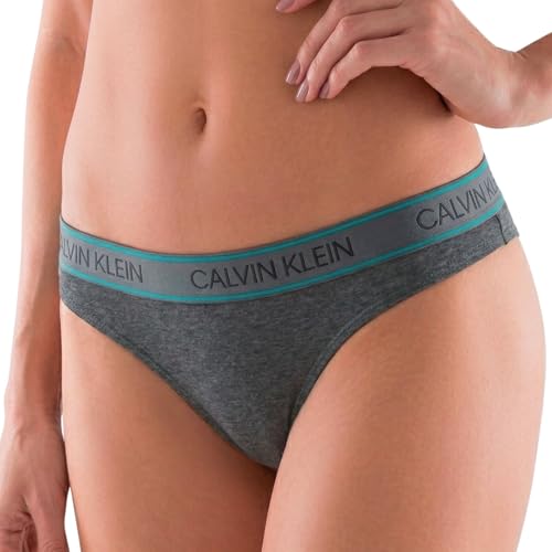 CALVIN KLEIN Calcinha Original Tanga AlgodĂŁo Cotton Soft, Cinza Mescla Escuro, M