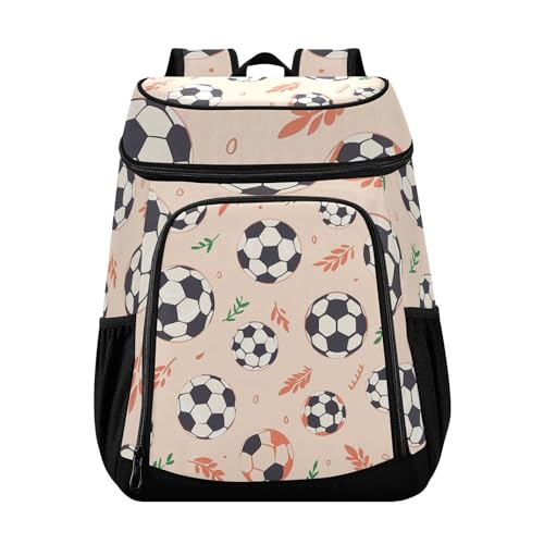 Soccer Ball Pink Cooler Backpack Cooler Insulated Leak Proof Lunch Backpack 36 Cans Waterproof Soft for Men Women Picnic Hiking Camping Beach