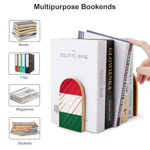 Sujetalibros de madera con bandera de Italia para estantes decorativos modernos 4