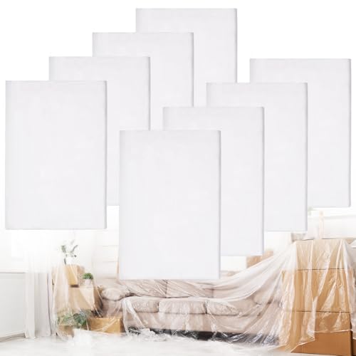 8 Stück Abdeckfolie Maler, 4 x 5 m Malerfolie Abdeckfolie, Plastikfolie Stark, Transparente Plane Baufolie, Maler Abdeckplane Maler Folie Abdeckfolie Stark für Malerarbeiten, Renovierung, Gartenmöbel