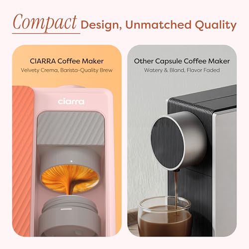 Image of CIARRA Portable Single Serve Coffee Maker for Ground Coffee, Portable Coffee Machine, Pink