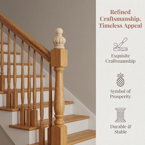 Poste para escalera de madera estilo francés torneado tradicional resistente TEHAUX 3