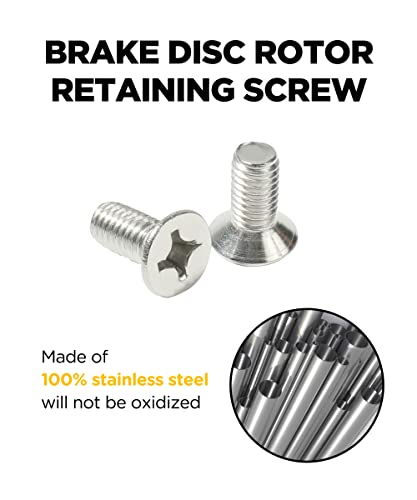 Image of YAKEFLY Rotor Screws,Screw Rotor Brake Disc Retaining 93600-06014-0H,Universal Fit Automotive Replacement Brake System Parts,Stainless Steel Retaining Screws for Front and Rear (4PCS)