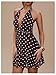 Milumia Women's Polka Dots Ruched Backless Halter Mini Dress Sexy Deep V Neck A Line Short Dresses Coffee Brown X-Small