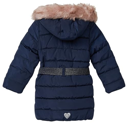 s.Oliver Wattierter Mantel mit Glitzergürtel und Abnehmbarer Kapuze tiefblau 128