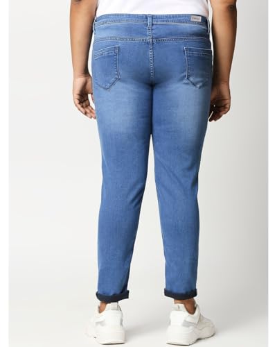 Image of TWGE - Women's Low Rise Skinny Fit Jeans - Single Button, Stretchable Denim Pants - Ankle Length - Stylish Casual Wear