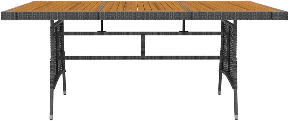 vidaXL 9 Piece Outdoor Dining Set - Gray Poly Rattan and Solid Acacia Wood - Ergonomic Garden Chairs - Waterproof - Rectangular Table - Easy Assembly - Ideal for Patio, Garden, Outdoor Lounging