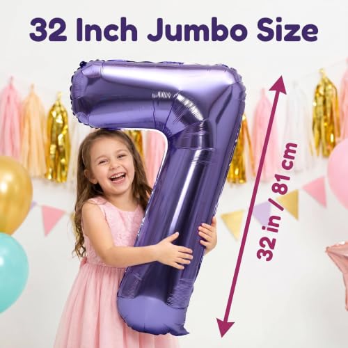 Image of YPSelected 32 Inch Large Foil Helium Number Balloon Birthday Wedding Party 0-9 (Purple, 7)
