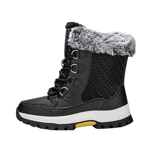 Womens Winter Snow Boots Waterproof Ankle Boots Fur Lined Lace up Warm Walking Shoes Outdoor Anti-Slip Booties