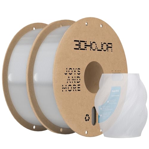 Image of 3DHoJor Update Basic PETG Filament 1.75mm 3D Printing Filament 1kg*2 Bundle Spool 3D Filament 1.75mm Dimensional Accuracy + /- 0.03mm Non Tangling Non Clogging,Print with Most 3D Printers-2Pack Clear