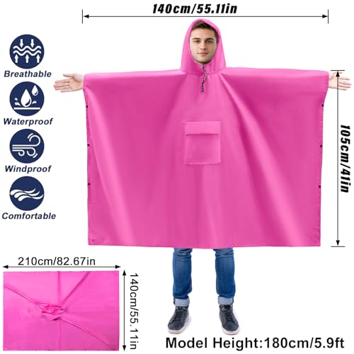 Poncho de pluie imperméable léger coupe-vent avec capuche séchage rapide - 2