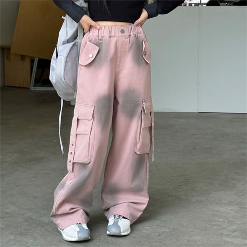 Girls Cargo Pants Wide Leg Cargo Sweatpants High Waist Kids Joggers with Pockets Parachute Pants Uniform Pants2