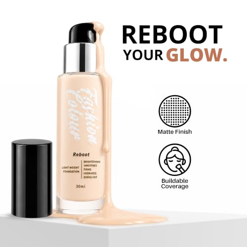 Image of Fashion Colour Light Weight Reboot Foundation | Full Coverage Liquid Foundation | Natural Glossy Finish | Covers Blemishes, Dark Spots & Uneven Skin Tone | Lightweight Long Lasting Makeup | (SHADE NO-101)
