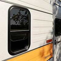 Farosun Wohnwagen Fenster 50x30 cm, E4, Schiebefenster für Wohnmobil und Caravan mit festem Insektenschutz, getöntem Sicherheitsglas, UV-beständig, Seitenfenster für Camper mit Aluminiumrahmen
