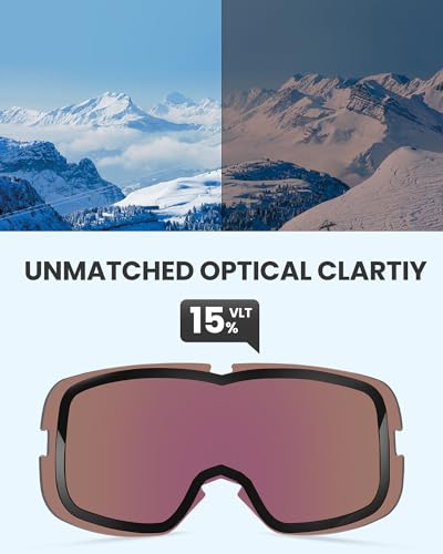 OutdoorMaster Owl Ski Goggles OTG, Snow Snowboard Goggles for Men Women Youth, Anti-Fog, 100% UV Protection - Image 2