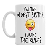 Taza de cerámica de 325 ml. Gift Original ® Taza de café con diseño de Emoticono de Las Reglas de la Hermana Mayor