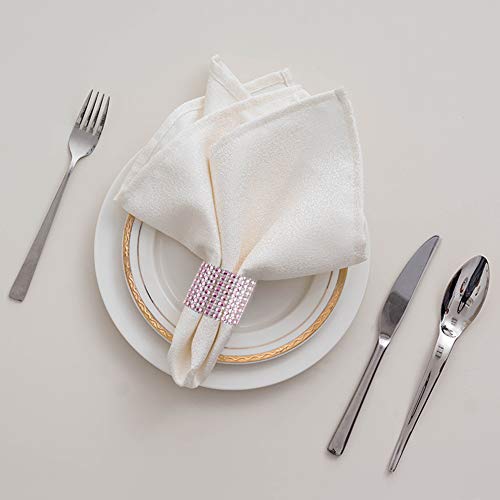 Image of Accmor 50pcs Napkin Rings, Pink Napkin Rings Buckles for Table Decorations, Wedding, Dinner, Party, DIY Decoration