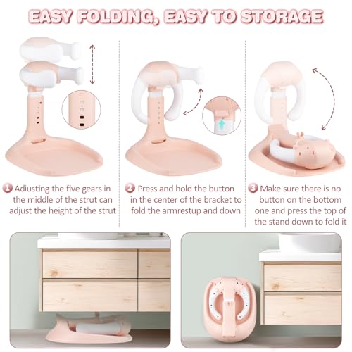 Image of Foldable Baby Shower Stand, Anti-Slip Baby Shower Standing Support, Adjustable Baby Shower Stand, Soporte para Banera de Bebe, Baby Bathtub with Stand Ideal Gift for Infants 6-36 Months (Pink)