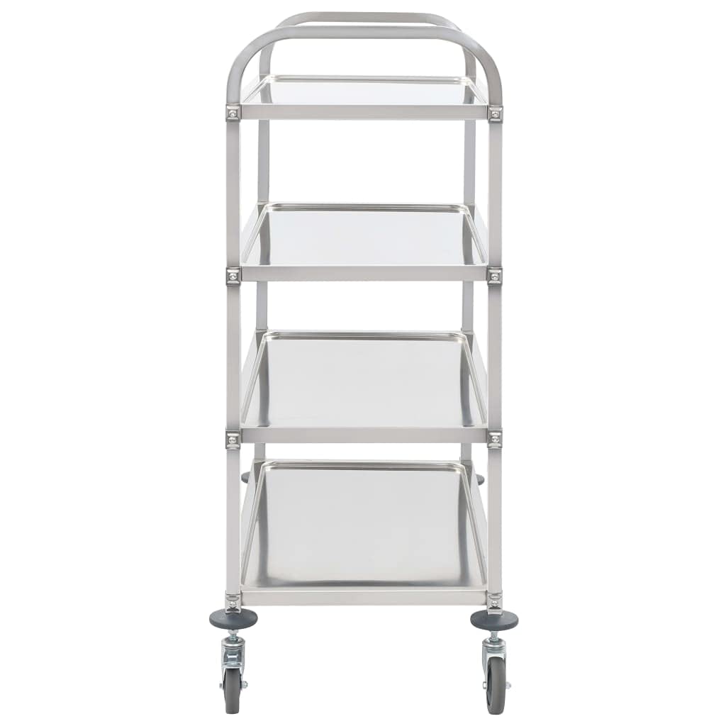 Generico Carrello da Cucina a 4 Livelli 107x55x125 cm in Acciaio Inox,Carrelli e Isole,Carrelli da cucina-50916