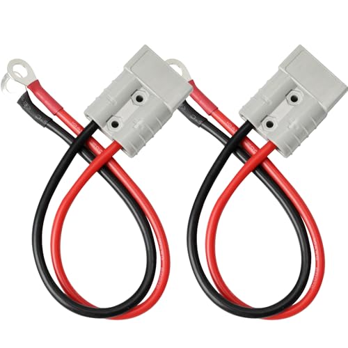 Editbar 2 Stück Batterieanschluss 50A 600V Stecker mit 10AWG O-Ring-Batterieanschlusskabel Kabel Ladestecker 30cm Anderson Gabelstapler Ladegerät Anschluss Geeignet für Wohnwagen Boote Gabelstapler