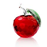 Duosuny Crystal Apple Paperweight, 60mm Art Glass Apple Collectible Figurines Best for Lucky Christm